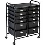 Honey-Can-Do 12 Drawer Rolling Storage Cart Black