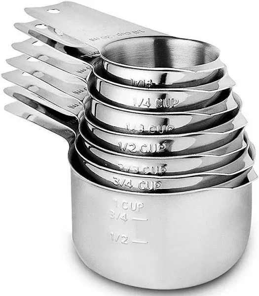 CozyKit Measuring Cups Stainless Steel 7 Piece Stackable Set for Dry or Liquid Ingredients Measurement - Kitchen Gadgets & Utensils Metal Measuring