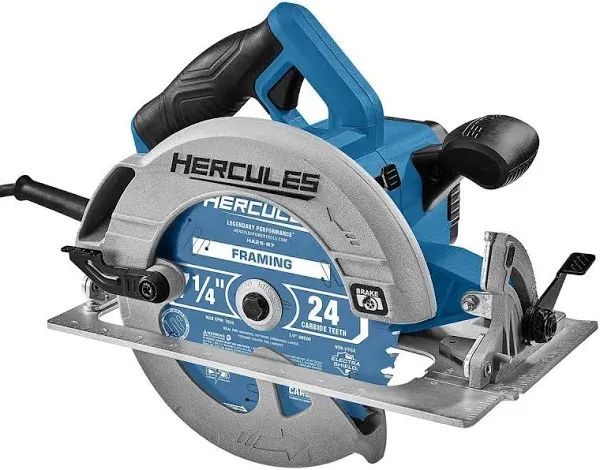 NEW!! Hercules Corded 15 Amp, 7-1/4 in. Heavy Duty Circular Saw - Powerful 5800 RPM Motor with Electric Brake for Smooth Cuts in a Variety of Tough Materials, Includes Saw Blade