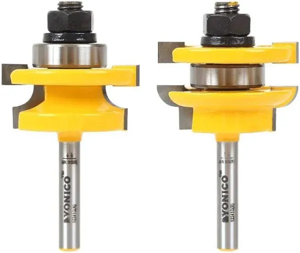 Rail &amp; Stile round over 1/2 In. Shank Carbide Tipped Router Bit Set (2-Piece)