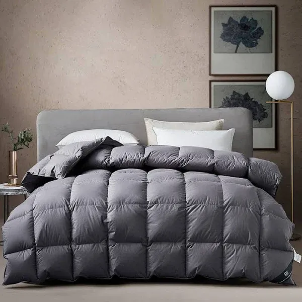 Luxurious Goose Feathers down Comforter - Dark Grey Twin Size 35 Oz Medium Weigh