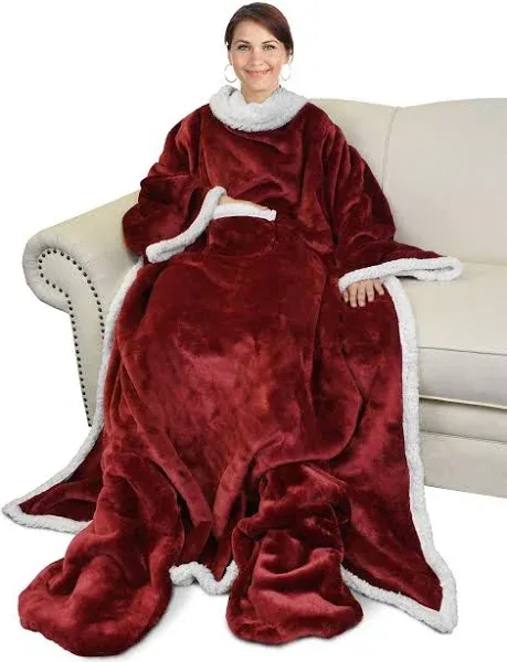 Wearable TV Blanket Sleeves Arms Feet pockets Micro Plush Fleece Robe 75 x 53  | eBay