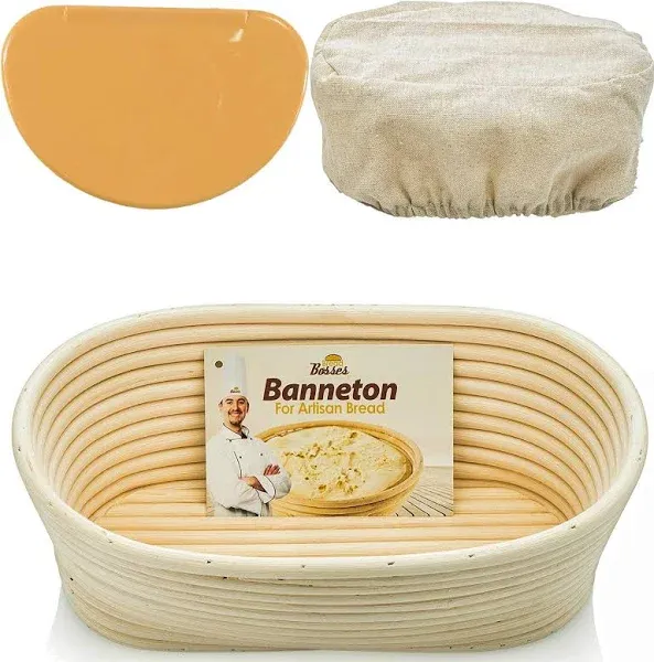 Oval Bread Banneton Proofing Basket - 10 Inch Baskets Sourdough Brotform Proofing Basket Set Banaton Towel for Baking Oval Proofing for Sourdough Bread Making Starter Jar Kit - Great As A Gift