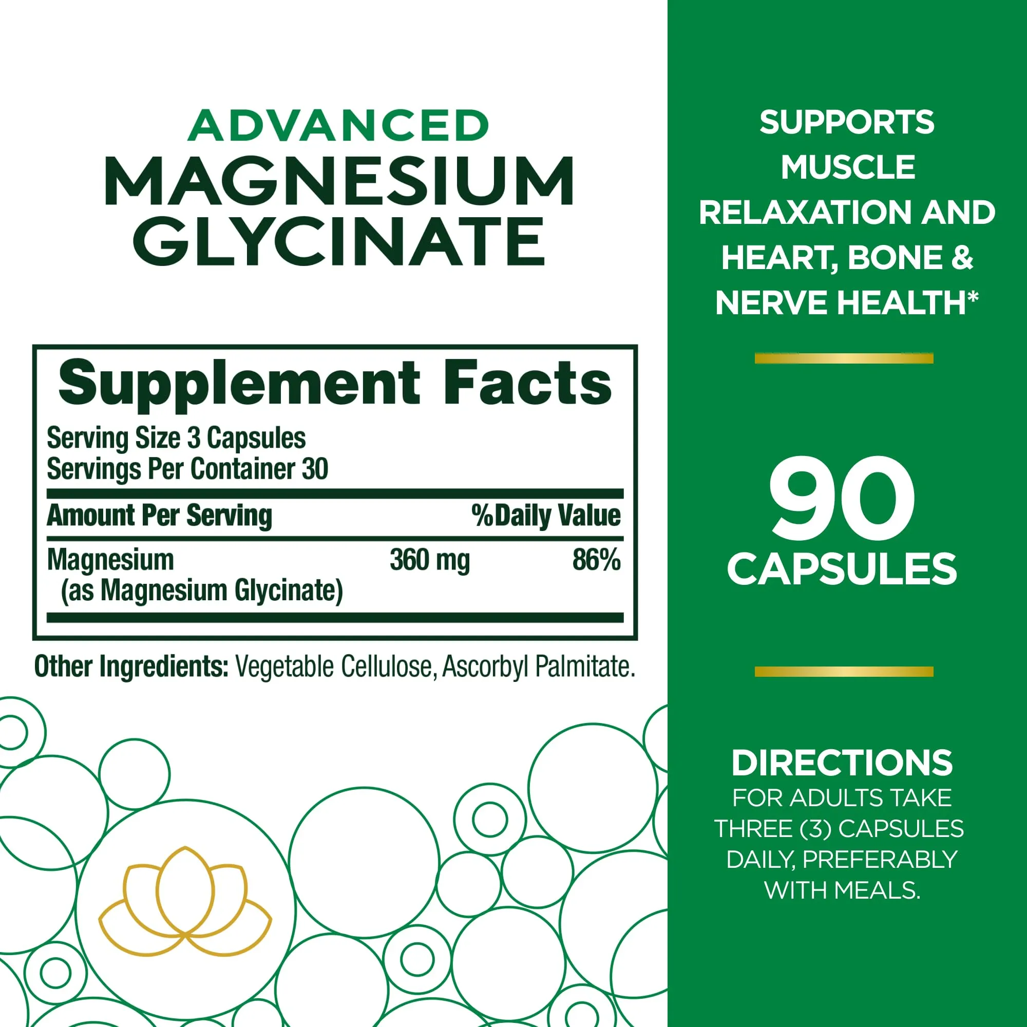 Suppliminal Magnesium Glycinate 91.5mg 90 Capsules High Absorption