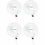 Hurricane Classic 16 inch 90 Degree Oscillating 3 Speed Wall Fan, White (4 Pack)