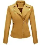 Bellivera Women Faux Leather Casual Jacket, Fall and Spring Fashion Motorcycle Bike Coat