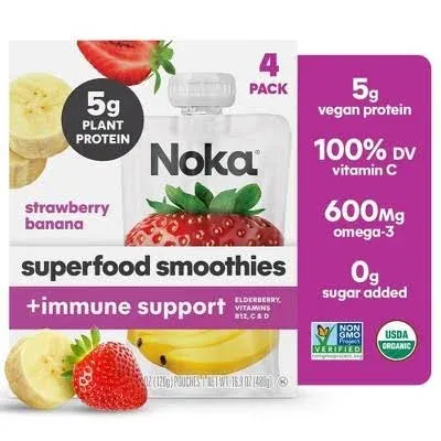 NOKA: Strawberry Banana Superfood Smoothie Immunity Boost, 16.9 oz