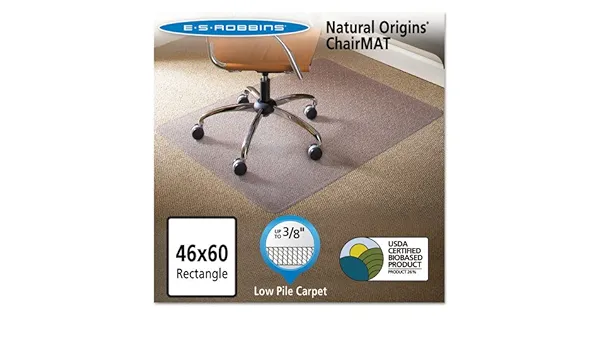 ES Robbins - Natural Origins Chair Mat for Carpet, 46 x 60, Clear