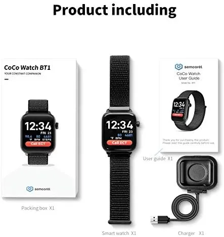 Semcorel CoCo BT1 Black Heart Rate Monitor Bluetooth Smartwatch Used