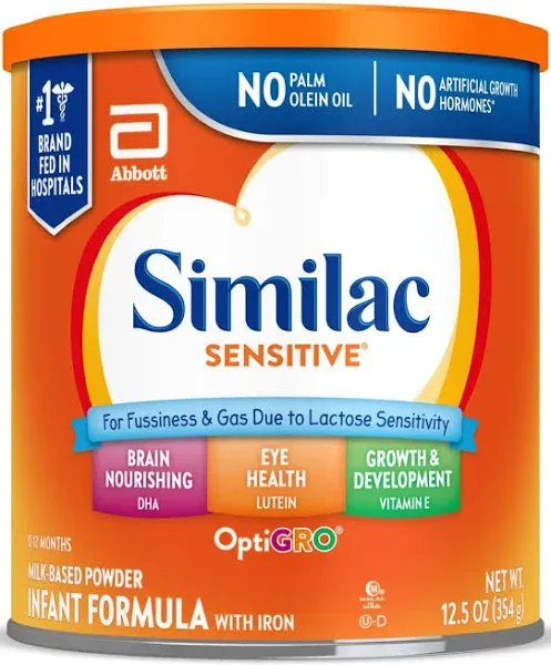 Similac Sensitive For Fussiness and Gas Infant Formula Powder 1-1.86 lb Can