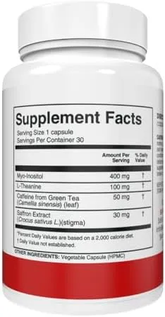 Silver Fern Stress Complex Supplement - with Caffeine - Sleep, Worry, Mood & More - with Saffron Supplements, L-Theanine Supplement, and Myo-inositol - Natural Stress Relief Supplement - 30 Servings