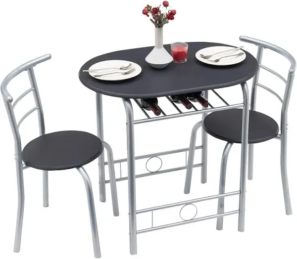 VECELO 3 Piece Small Round Dining Table Set