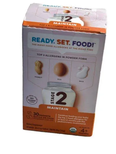 Ready Set Food | Early Allergen Introduction Mix-Ins for Babies 4+ Mo | Stage 2 - 30 Days | Top 3 Allergens - Organic Peanut Egg Milk | Safe Easy