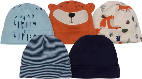 Gerber 5-Pack Baby Boys Fox Caps