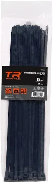 TR Industrial Multi-Purpose UV Resistant Black Cable Ties, 18 inches, 50 Pack