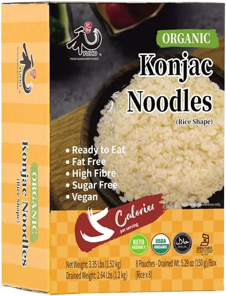 Shirataki Konjac Rice 8 Pack Inside, Vegan, Gluten Free, Fat-Free, Keto Friendly