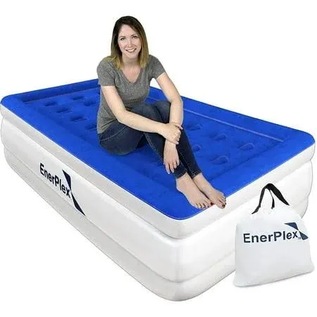 Enerplex Premium Dual Pump Luxury Queen Size Air Mattress Airbed with Built in Pump Raised Double High Queen Blow Up Bed for Home Camping Travel