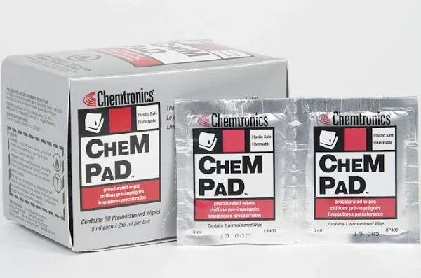 Chemtronics CP400 Alcohol Wipes, 4" x 3", 50 ct, PK50