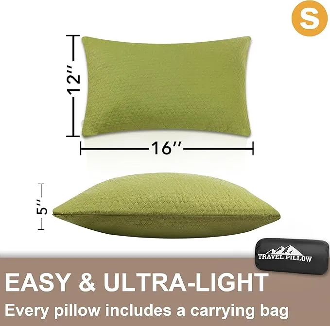 Small Camping Pillow Travel Pillow Compressible Breathable Cover, Ideal Backpacking Hiking and Car