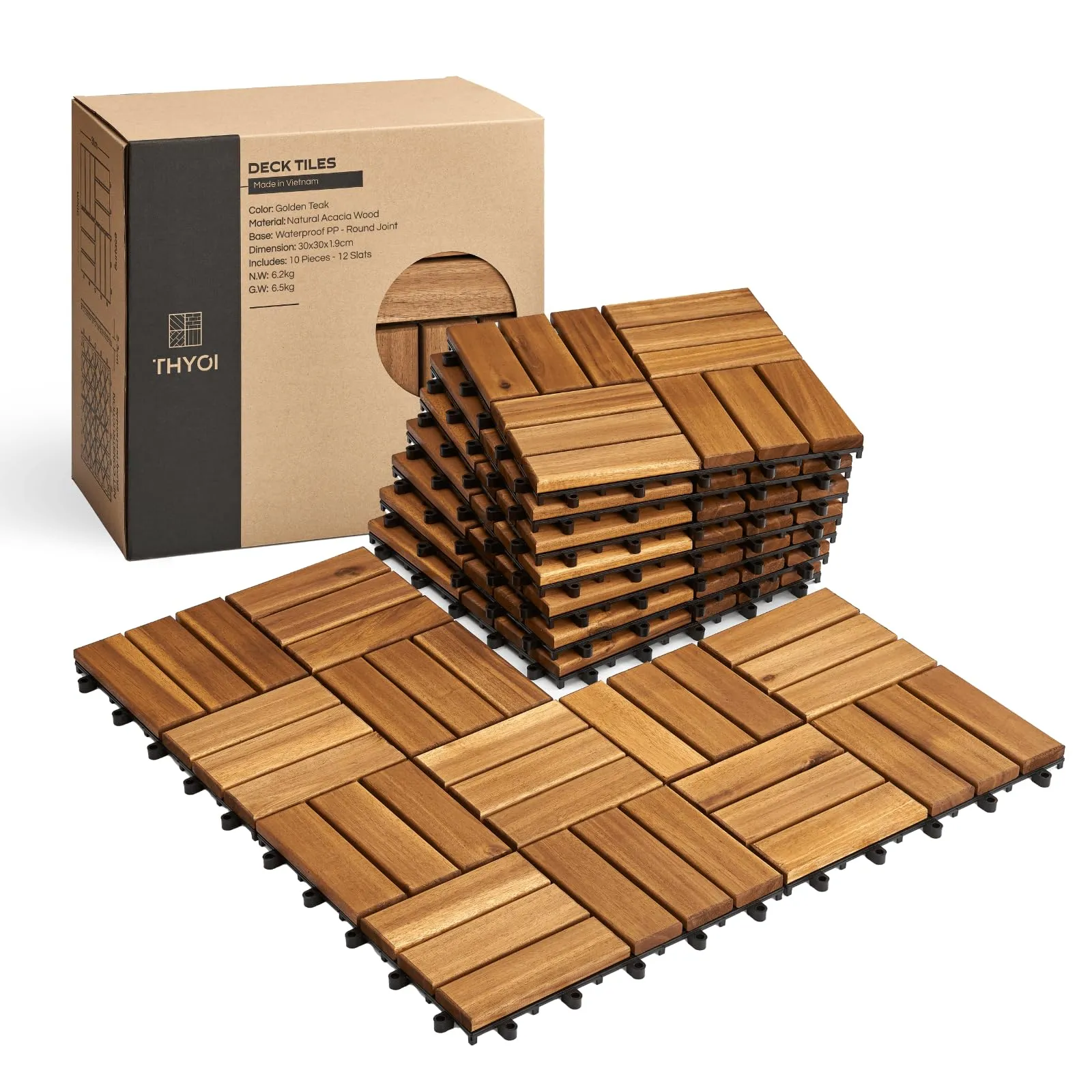 THYOI 10 Pcs Interlocking Deck Tiles