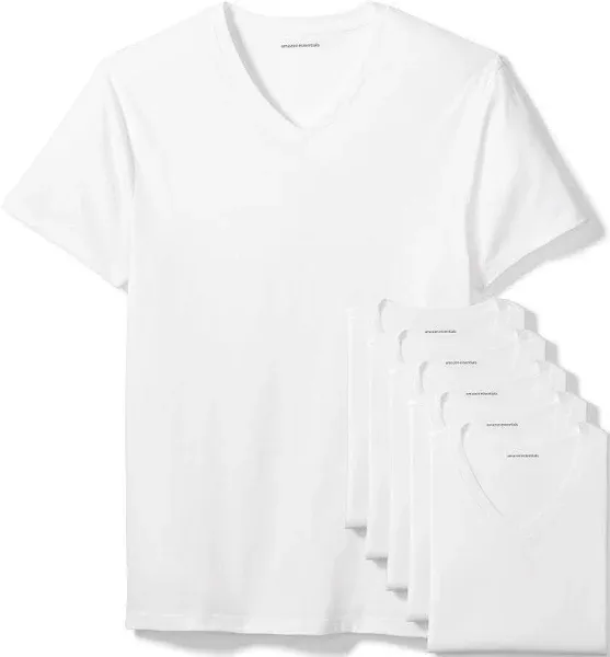 Amazon Essentials Men's V-Neck Undershirt, Pack of 6