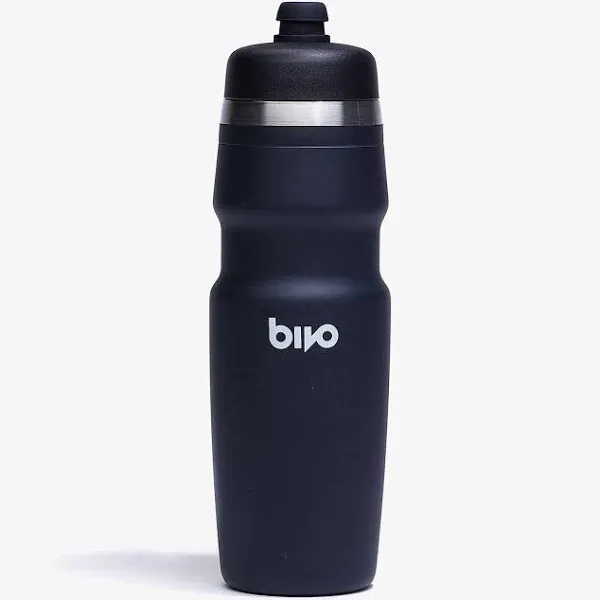 Bivo Duo 25oz Non Insulated Stainless Steel Bike Water Bottle - Lightweight for Cycling, Hiking, Sports - No Plastic Taste, Fits Most Cages, Dishwasher Safe - (Black)