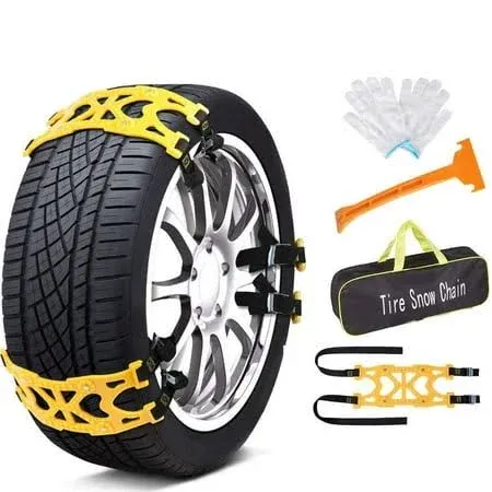 Jeremywell 6 PCS Car Snow Chains for TWO TIRES Emergency Anti Slip for Most Cars/SUV/Trucks, Winter Universal Security Chains Tire Width 165mm-275mm/6.5-10.8'', Amazing Traction Thickening Durable