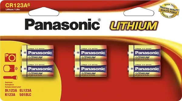 Panasonic CR123 CR123A 3V Lithium Battery ,6 Count (Pack of 1)