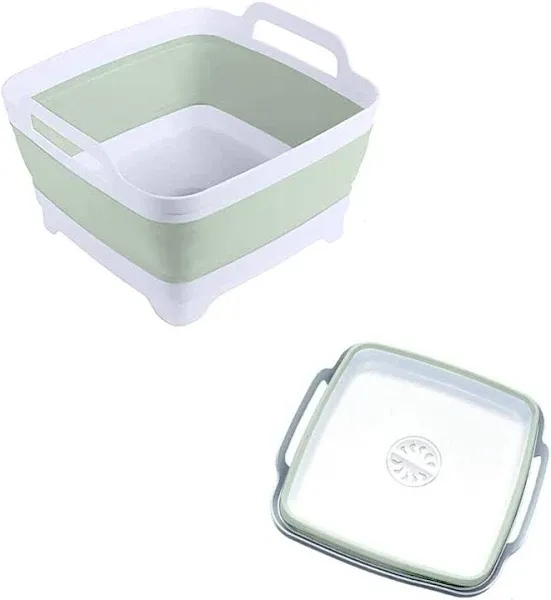 Portable Dishpan with Drain Plug - Collapsible &amp; Multifunctiona<wbr/>l - 9L Capacity