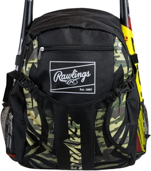 Rawlings | SAVAGE Backpack Equipment Bag | T-Ball / Baseball / Softball | Bla...