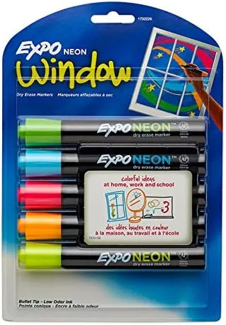 Expo Neon Dry Erase Marker, Bullet Tip, Assorted, 5 per Pack, 2 Packs