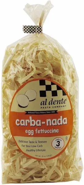 Carba-Nada Reduced Carb Pasta by Al Dente Pasta Company - Egg Fettuccine (10 oz) Size: 6-Pack