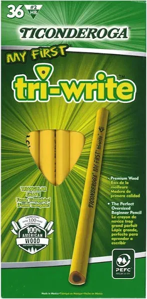 Ticonderoga&reg; My First Tri-Write Triangular No. 2 Pencils, #2 Lead, Soft, Pack of 36