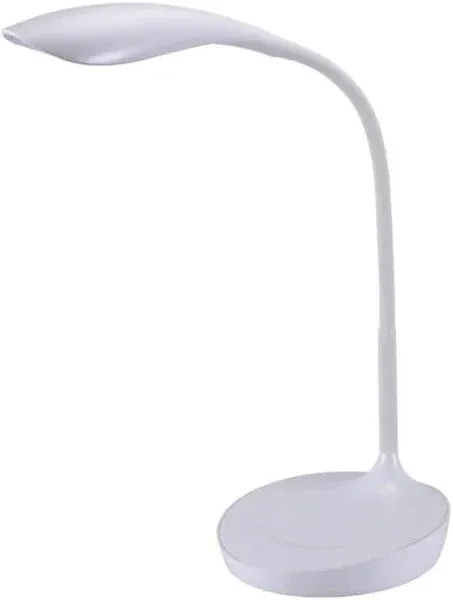 Bostitch Office KT-VLED1502-WHITE Gooseneck LED Desk Lamp with USB Charging Port, Dimmable, White