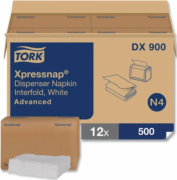 Tork SCA 1-Ply Interfold Dispenser Napkins, 4 1/4" x 6 1/2", White, Pack Of 600, Case Of 10 Packs