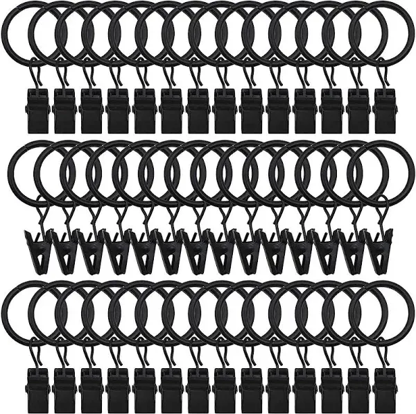 44 Pack Metal Curtain Rings with Clips Curtain Hangers Clips Drapery Clips wit