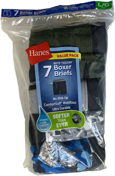 Hanes Boys' ComfortSoft Waistband Printed Boxer Brief, Small, Assorted - 7 count