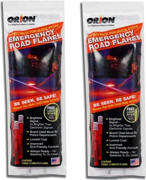 ORION Safety Products - 15 Minute Road Flares (1 Pack of 3 Flares) - 2 Pack