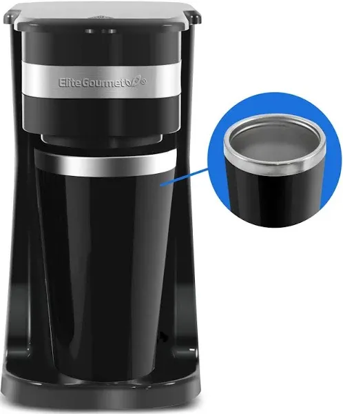 Portable Single Serve Coffee Maker with Stainless Steel Travel Mug, Fast Brewing