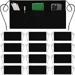 12 Pack Waitress Aprons with 3 Pockets - Waist Aprons for Women Men