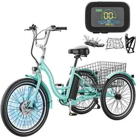 26&#034; Electric Tricycle 3 Wheel Electric Bicycle w/Basket 7 Speeds Trike 350W 36V