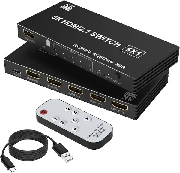 HDMI Switch 5 in 1 Out 5 Port IR Remote