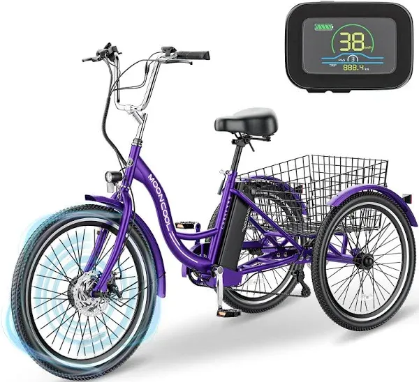 26&#034; Electric Tricycle 3 Wheel Electric Bicycle w/Basket 7 Speeds Trike 350W 36V