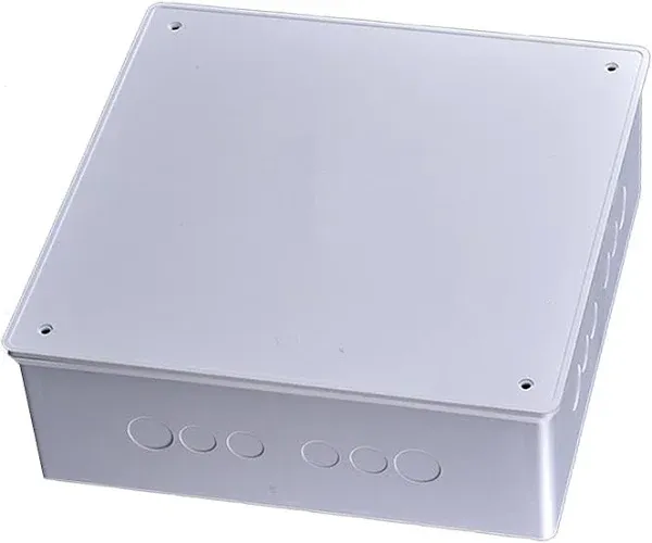 12&#034; x 12&#034; x 4&#034; PVC Plastic Junction Box with Pre Molded 3/4&#034; &amp; 1&#034; Punch in Ho...