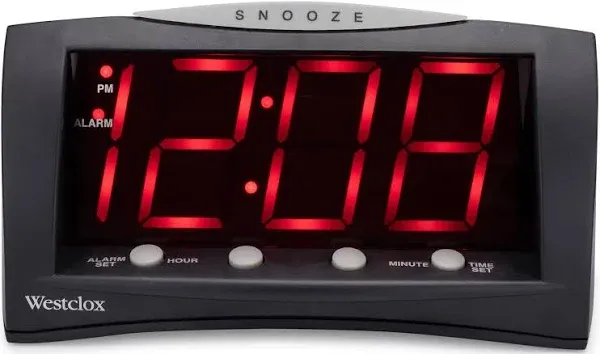 Westclox 66705 Large LED Alarm Clock, Red Display