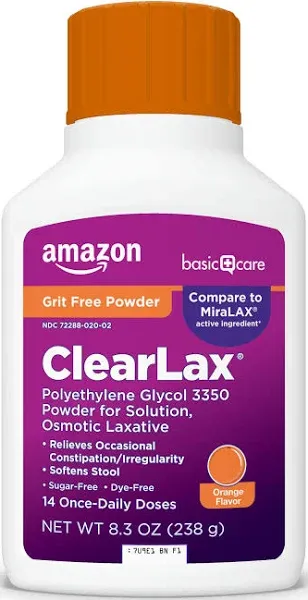 Basic Care 17.9 Ounces Clearlax Polyethylene Glycol 3350 Powder Solution Osmotic Laxative