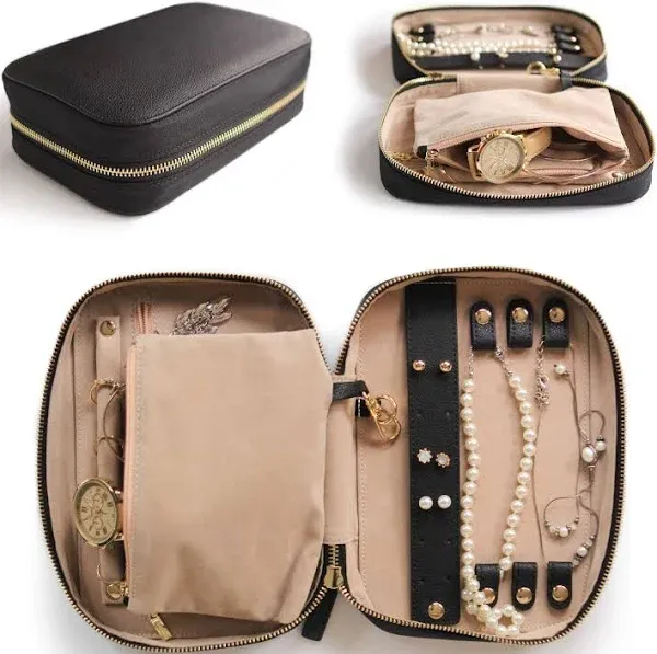 Travel Tangle-Free Jewelry Organizer - Perfect Gift in Scratch-Proof Leather