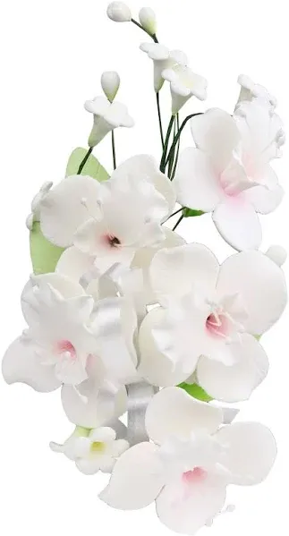 O'Creme Gumpaste Flower Spray, White Orchid