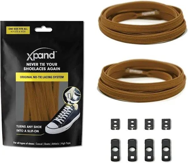 Xpand Laces Customizable No-Tie One Size Elastic Shoelaces Brown