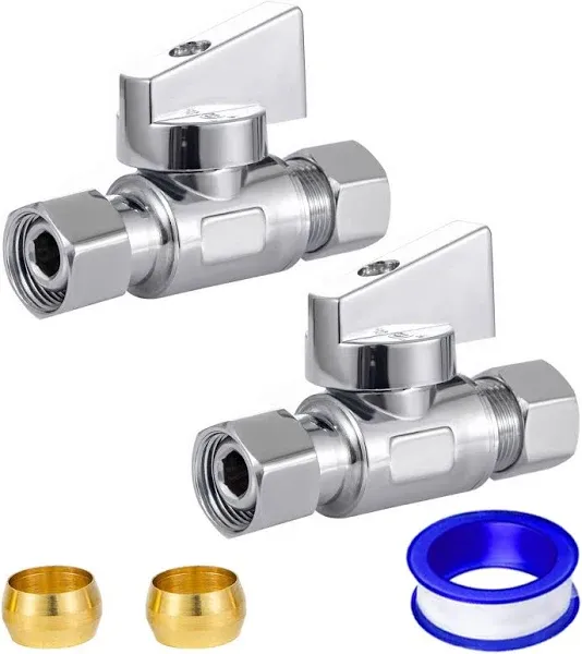 Minimprover 2 Pack Chrome Brass 3/8&#034; Comp FIP x 3/8 Inch Compression MIP Quarter